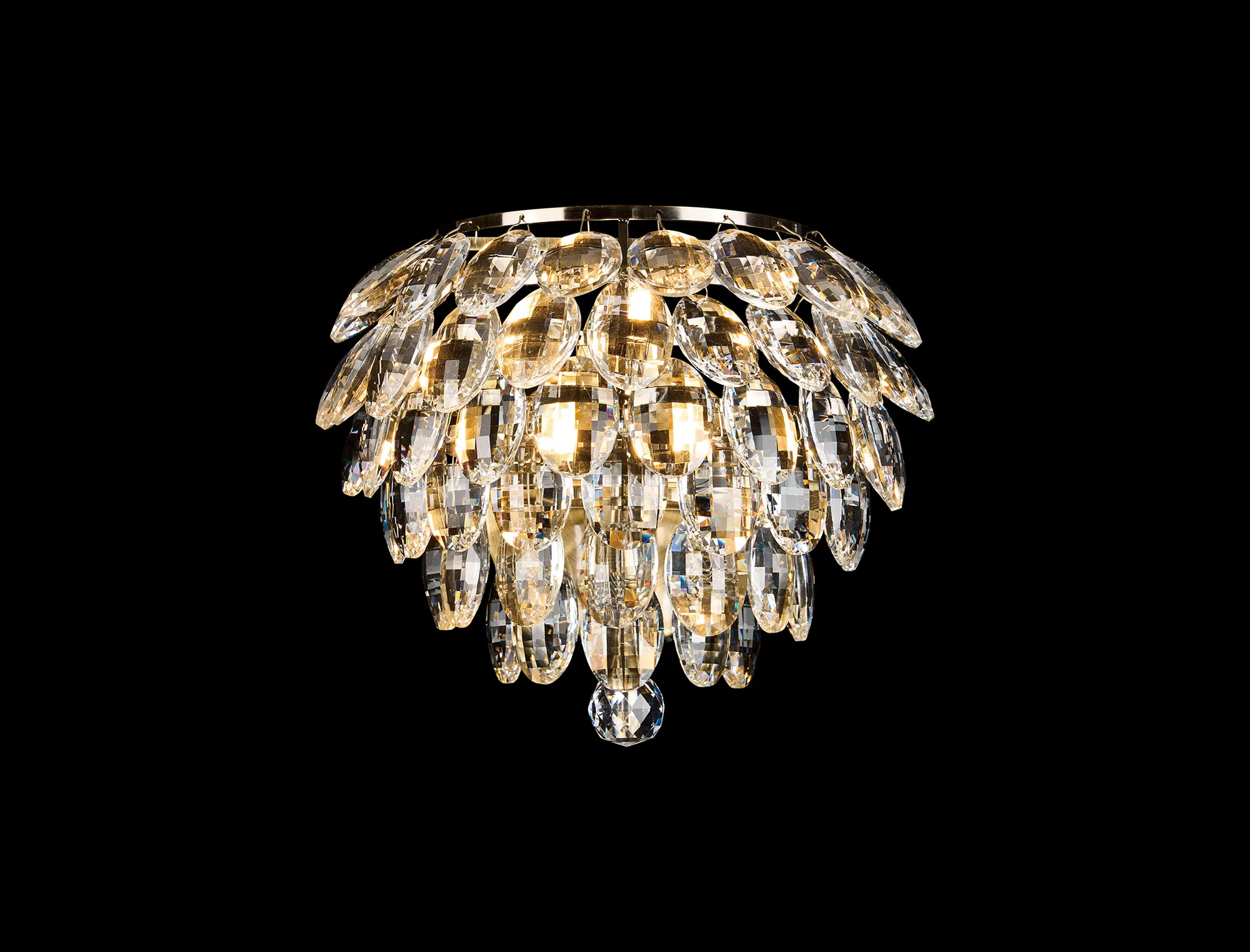 Coniston Antique Brass Crystal Wall Lights Diyas Flush Crystal Wall Lights